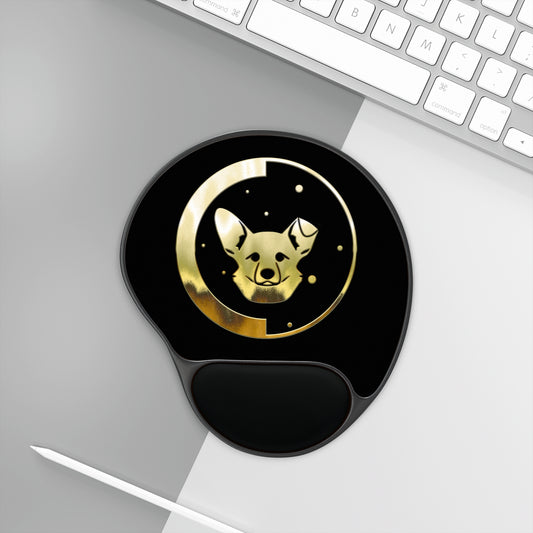 Mouse Pad With Wrist Rest - Gold - Ear-down