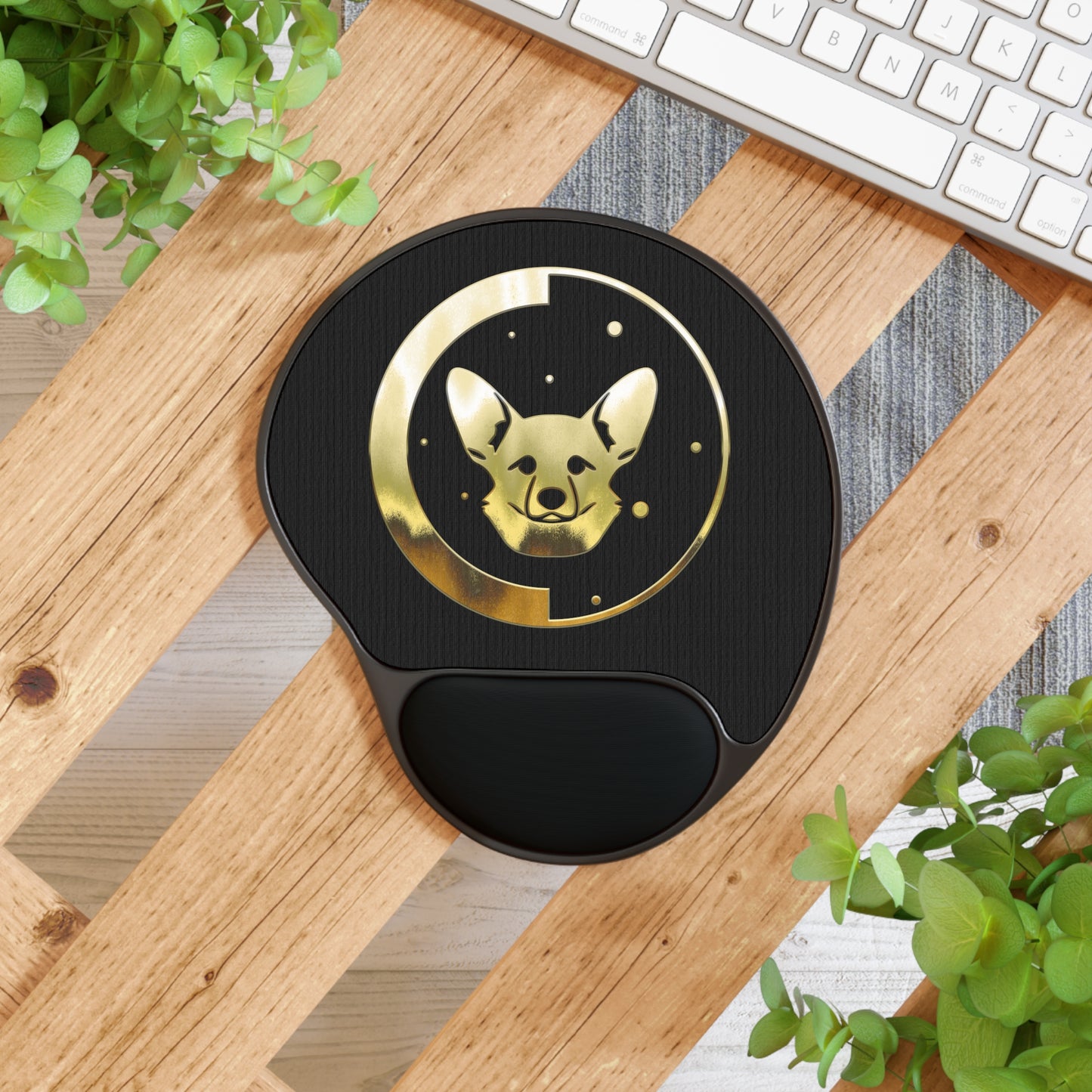 Mouse Pad With Wrist Rest - Gold - Ears-up