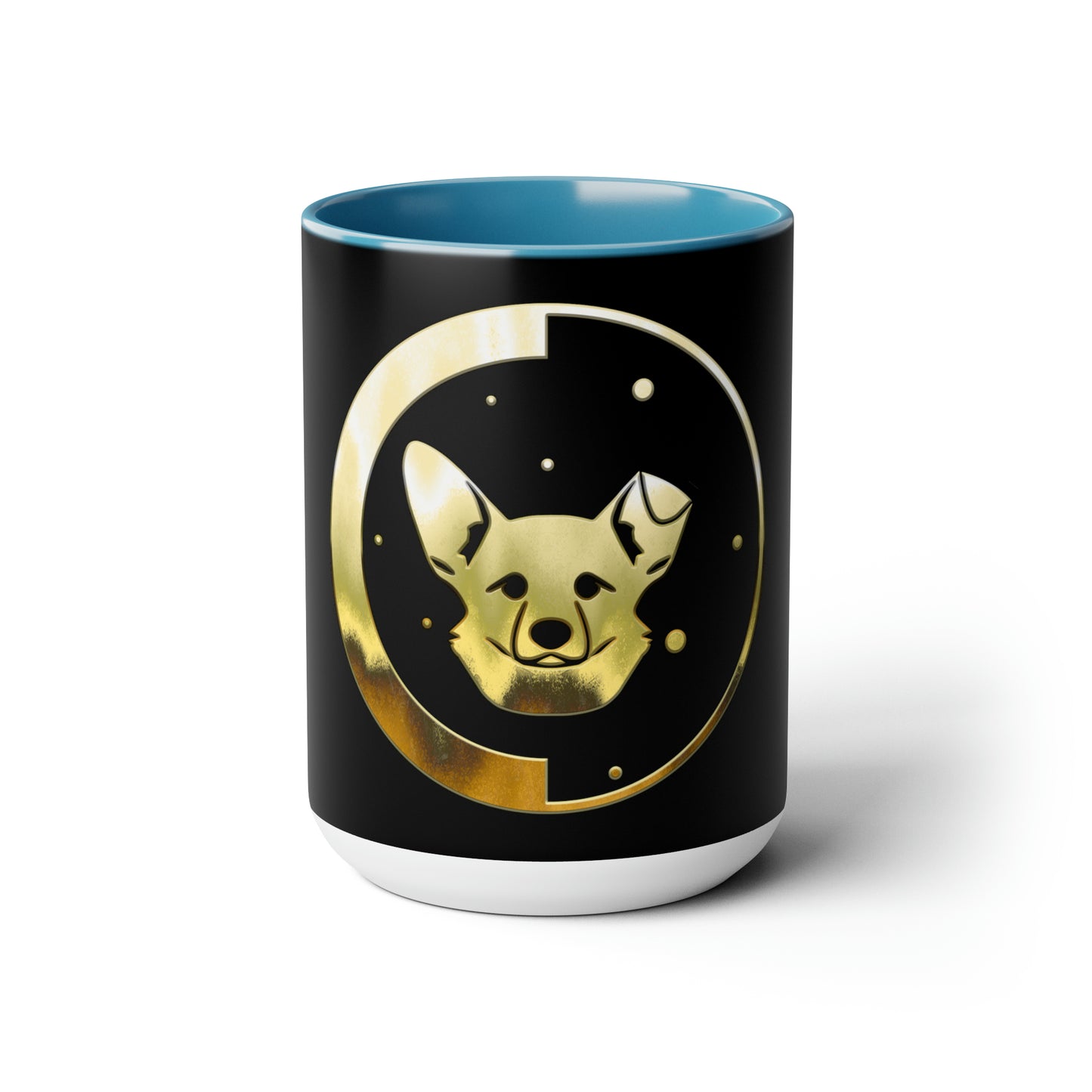 Dogarmpits Two-Tone Coffee Mugs, 15oz - Gold - Ear-down