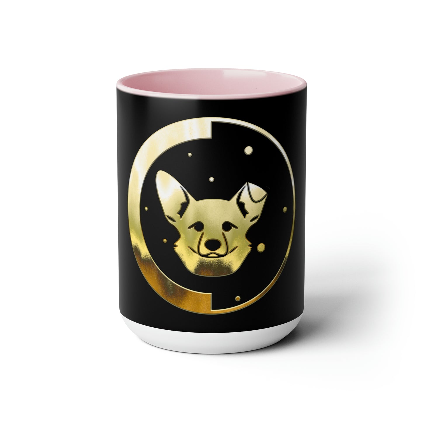 Dogarmpits Two-Tone Coffee Mugs, 15oz - Gold - Ear-down