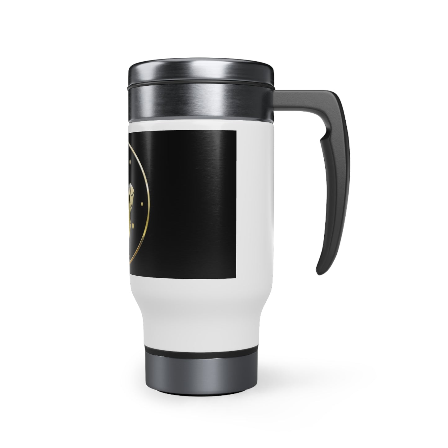 Dogarmpits Stainless Steel Travel Mug with Handle, 14oz - Gold - Ear-down